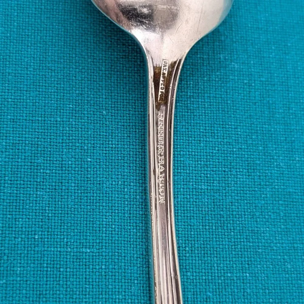 Demitasse Spoon Silverplate Monogrammed Reed & Barton Sierra 4 1/4 Inch 1914